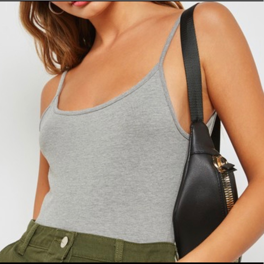 Grey Scoop Back Cami Bodysuit